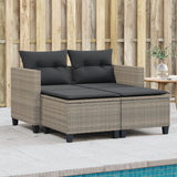 Divano da Giardino 2Posti con Sgabelli Grigio Chiaro Polyrattan