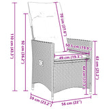 Sedie Reclinabili Giardino 2pz con Cuscini Marrone Polyrattan