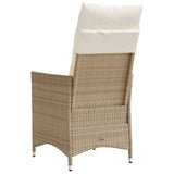 Sedie Reclinabili da Giardino 2pz con Cuscini Beige Polyrattan