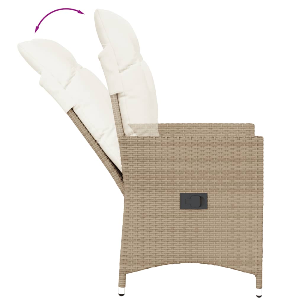 Sedie Reclinabili da Giardino 2pz con Cuscini Beige Polyrattan