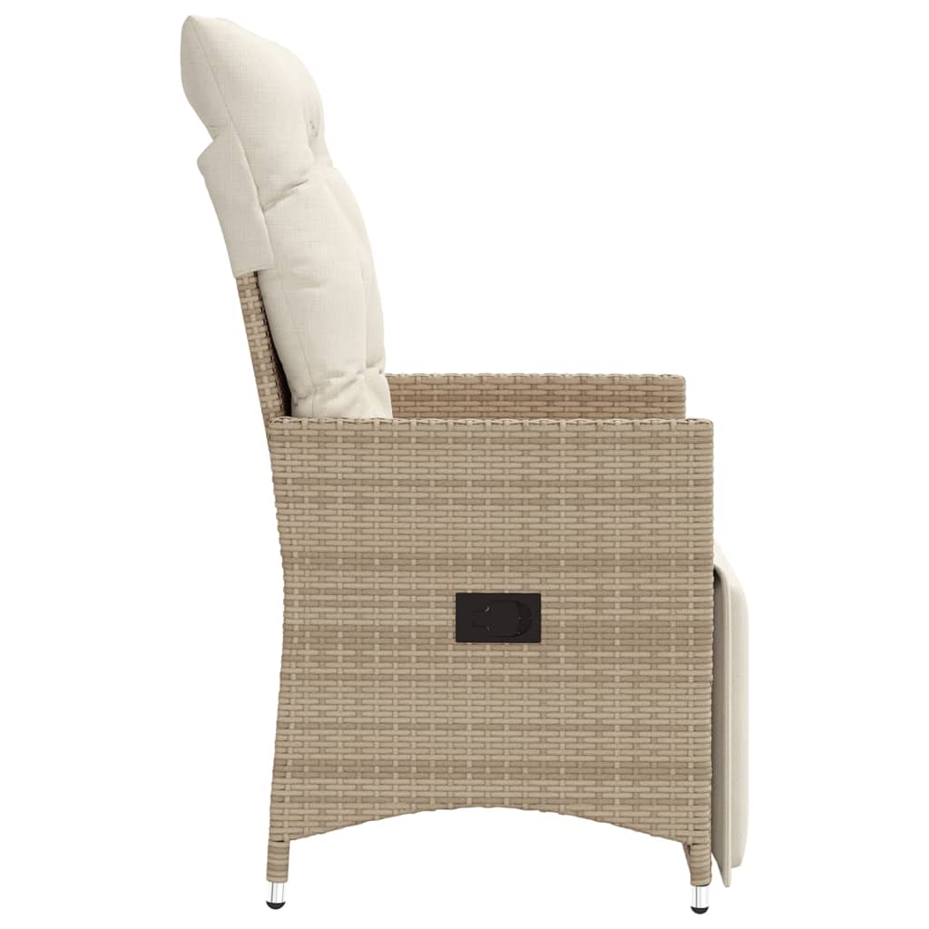 Sedia Reclinabile da Giardino con Cuscini Beige in Polyrattan