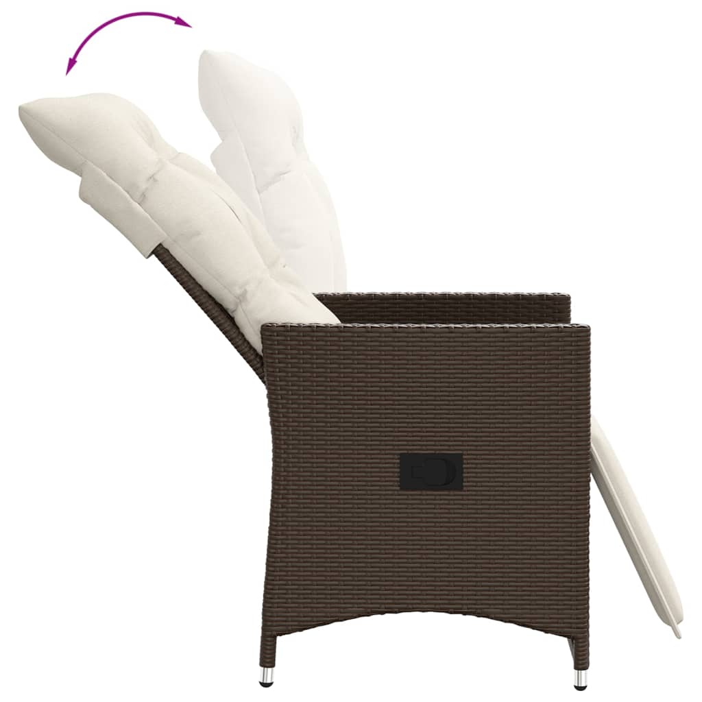 Sedie Reclinabili Giardino 2pz con Cuscini Marrone Polyrattan