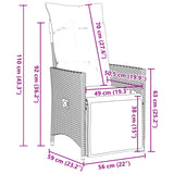 Sedie da Giardino Reclinabili 2 pz e Cuscini Grigio Polyrattan