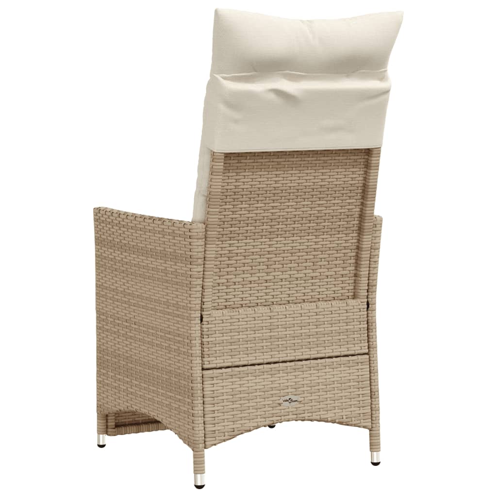 Sedie Reclinabili da Giardino 2pz con Cuscini Beige Polyrattan