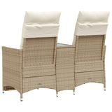 Divano Giardino Reclinabile 2 Posti Tavolino Beige Polyrattan