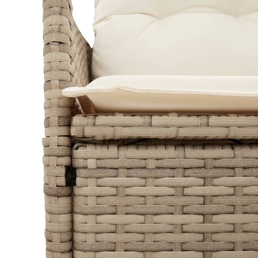 Divano Giardino Reclinabile 2 Posti Tavolino Beige Polyrattan