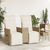 Divano Giardino Reclinabile 2 Posti Tavolino Beige Polyrattan