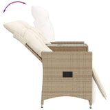 Divano Giardino Reclinabile 2 Posti Tavolino Beige Polyrattan