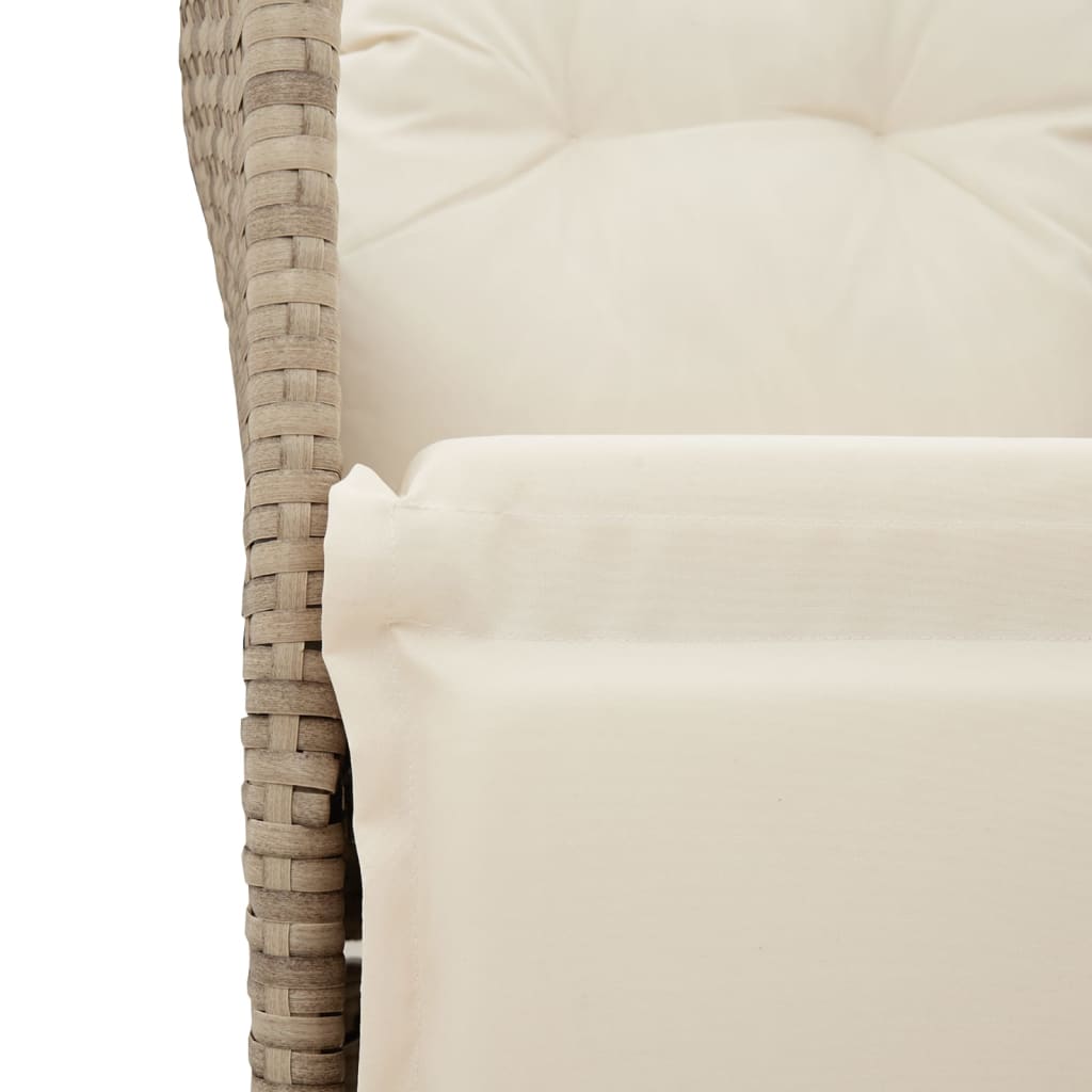 Divano Giardino Reclinabile 2 Posti Tavolino Beige Polyrattan