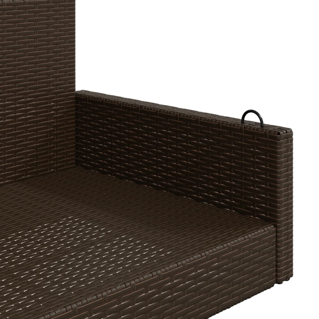 Panchina a Dondolo Marrone 119x56x48 cm in Polyrattan