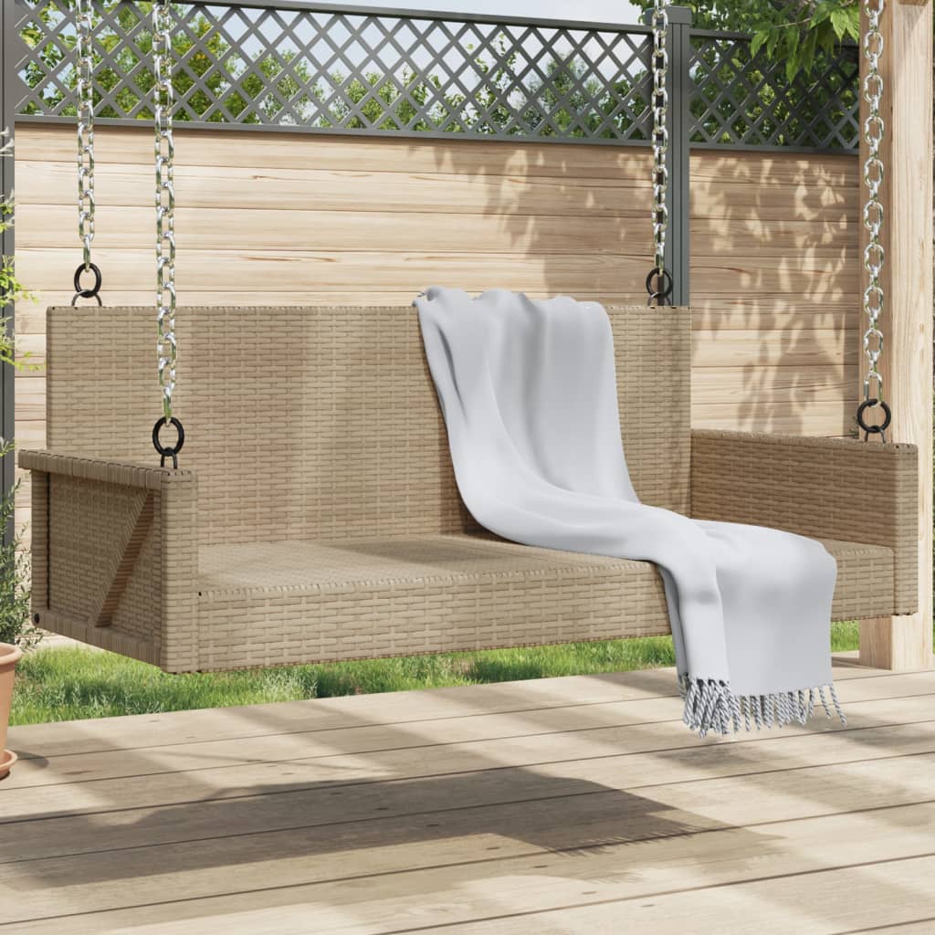 Panchina a Dondolo Beige 119x56x48 cm in Polyrattan