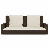 Panchina a Dondolo con Cuscini Marrone 119x56x48 cm Polyrattan