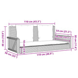 Panchina a Dondolo con Cuscini Marrone 119x56x48 cm Polyrattan