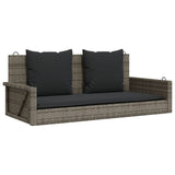 Panchina Dondolo con Cuscini Grigia 119x56x48 cm in Polyrattan