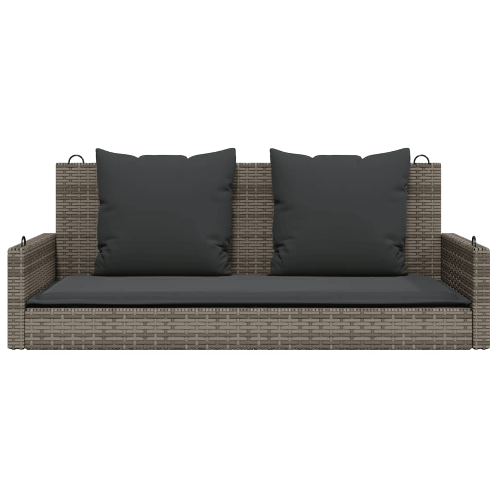 Panchina Dondolo con Cuscini Grigia 119x56x48 cm in Polyrattan