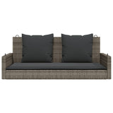 Panchina Dondolo con Cuscini Grigia 119x56x48 cm in Polyrattan