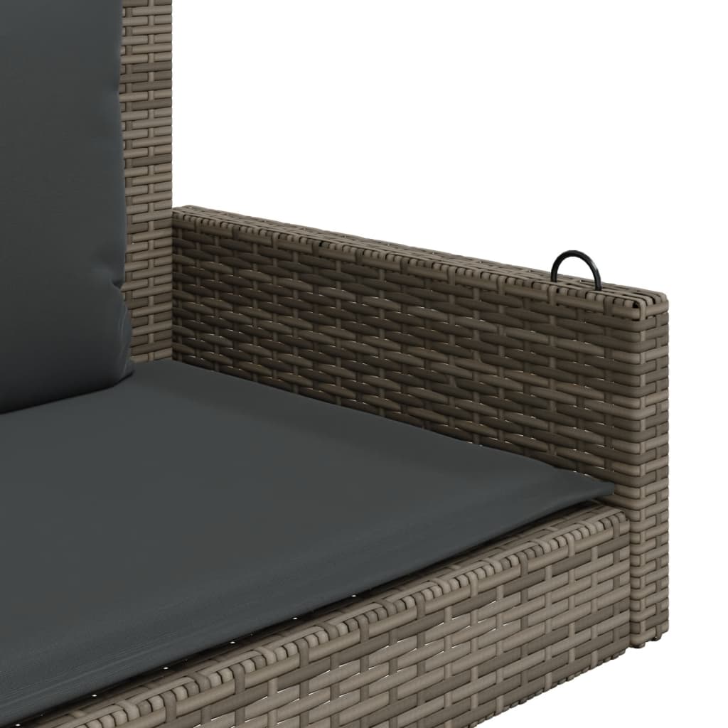 Panchina Dondolo con Cuscini Grigia 119x56x48 cm in Polyrattan