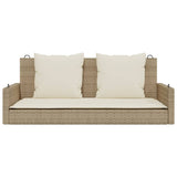 Panchina a Dondolo con Cuscini Beige 119x56x48 cm in Polyrattan