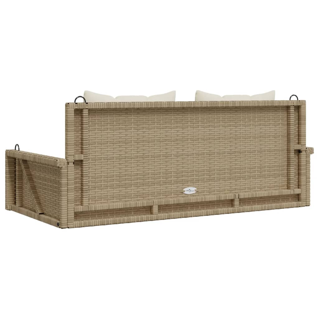 Panchina a Dondolo con Cuscini Beige 119x56x48 cm in Polyrattan