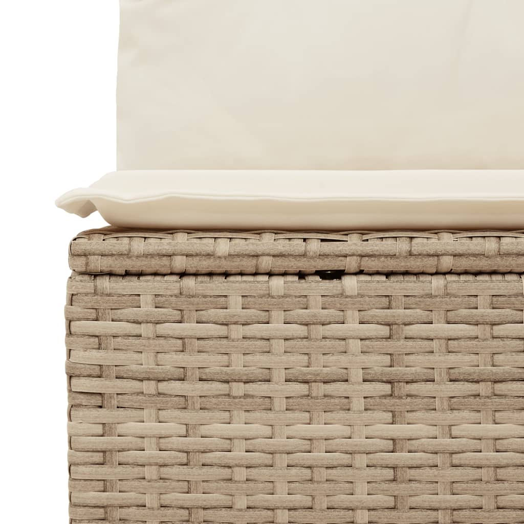 Divano Giardino Senza Braccioli con Cuscini Beige in Polyrattan