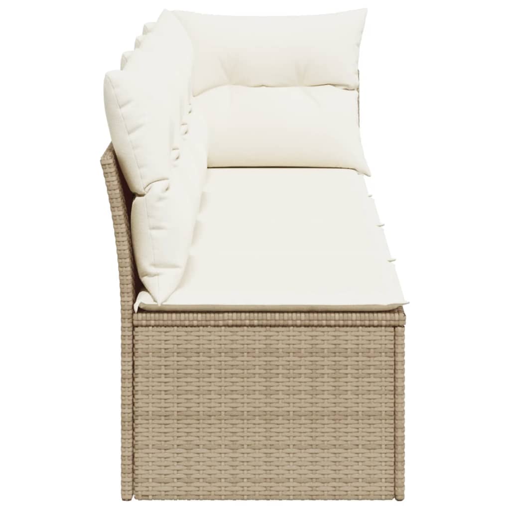 Divano da Giardino con Cuscini a 4 Posti Beige in Polyrattan