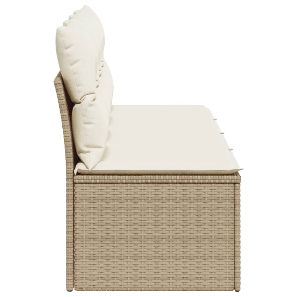 Divano da Giardino con Cuscini a 4 Posti Beige in Polyrattan