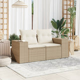 Divano da Giardino con Cuscini a 2 Posti Beige in Polyrattan