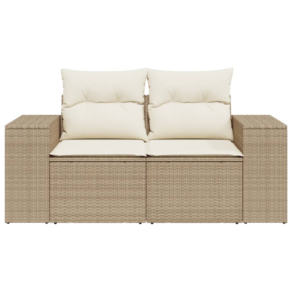 Divano da Giardino con Cuscini a 2 Posti Beige in Polyrattan