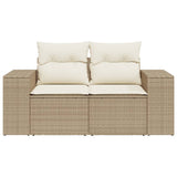 Divano da Giardino con Cuscini a 2 Posti Beige in Polyrattan