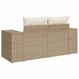 Divano da Giardino con Cuscini a 2 Posti Beige in Polyrattan