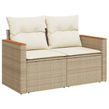 Divano da Giardino con Cuscini a 2 Posti Beige in Polyrattan