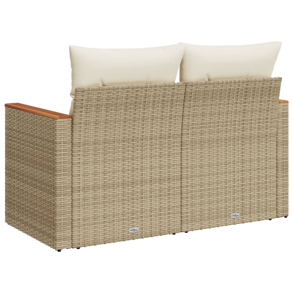 Divano da Giardino con Cuscini a 2 Posti Beige in Polyrattan