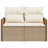 Divano da Giardino con Cuscini a 2 Posti Beige in Polyrattan