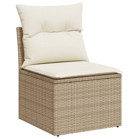 Sedia Giardino Senza Braccioli con Cuscini Beige in Polyrattan