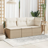 Sedia Giardino Senza Braccioli con Cuscini Beige in Polyrattan