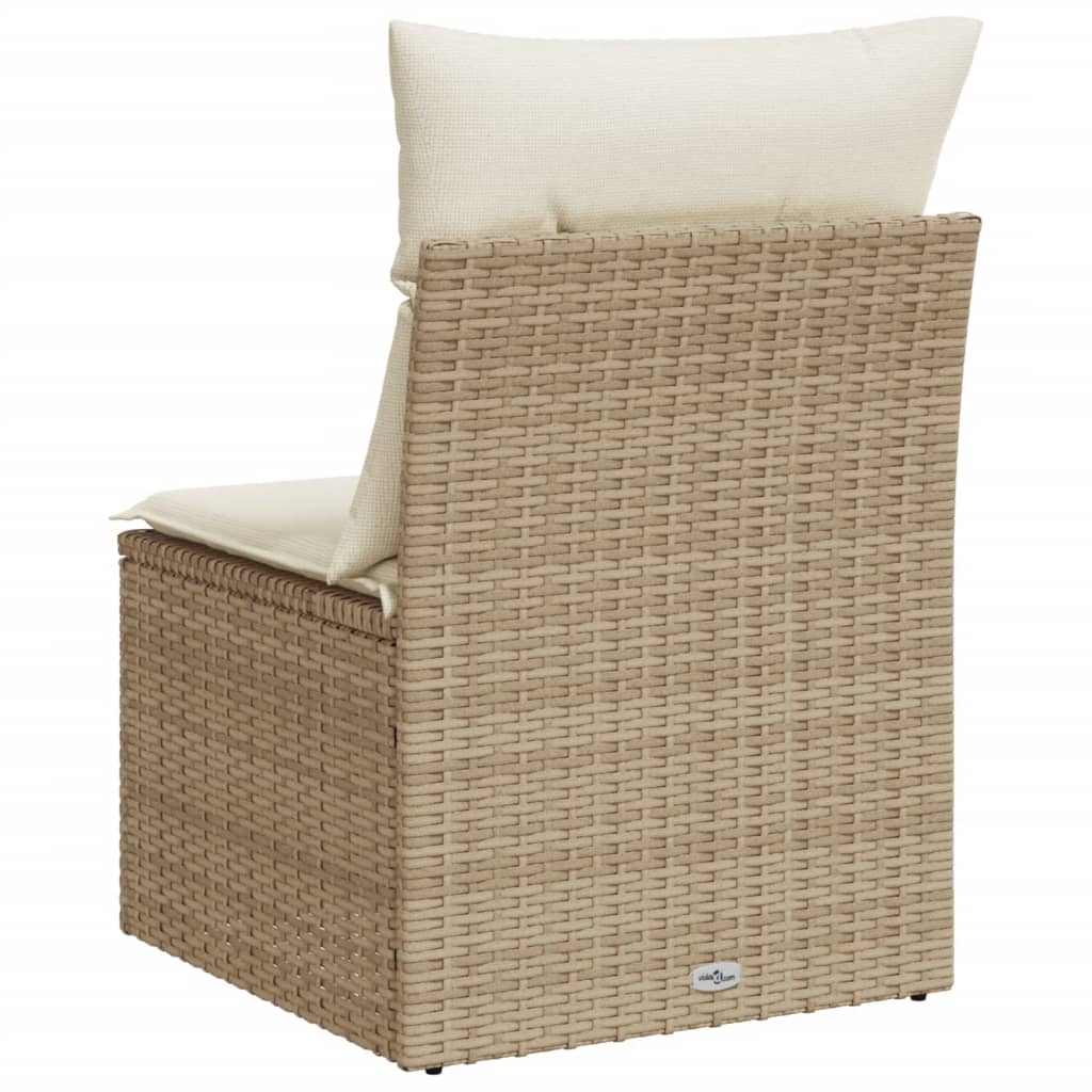 Sedia Giardino Senza Braccioli con Cuscini Beige in Polyrattan