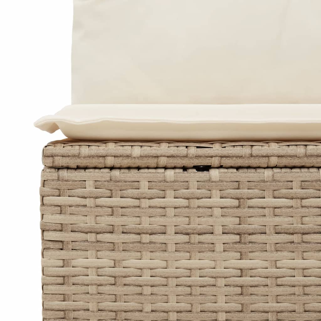 Sedia Giardino Senza Braccioli con Cuscini Beige in Polyrattan