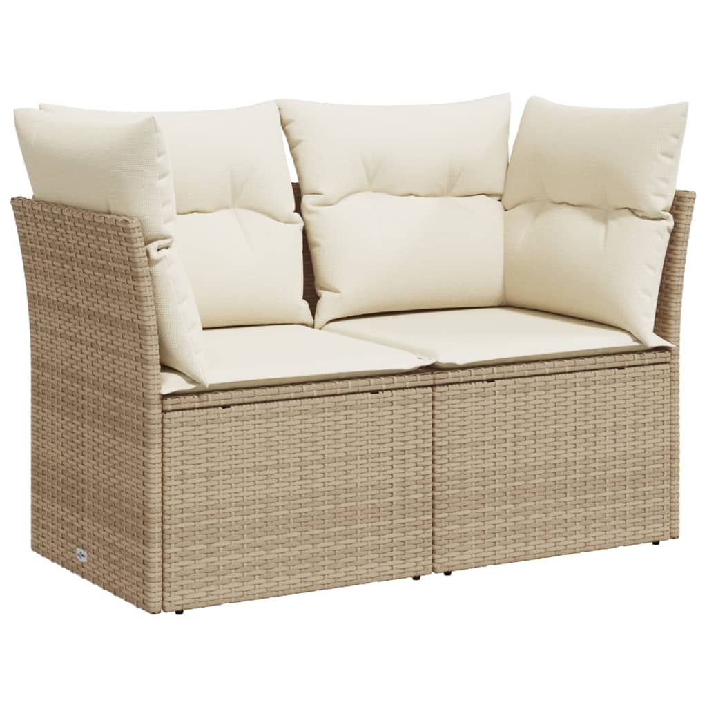 Divano da Giardino con Cuscini a 2 Posti Beige in Polyrattan