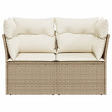 Divano da Giardino con Cuscini a 2 Posti Beige in Polyrattan