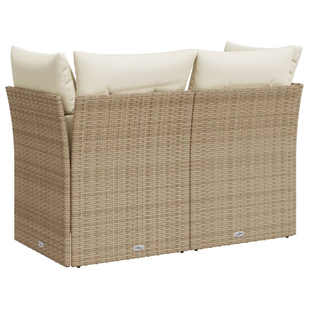 Divano da Giardino con Cuscini a 2 Posti Beige in Polyrattan