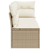 Divano da Giardino con Cuscini a 3 Posti Beige in Polyrattan