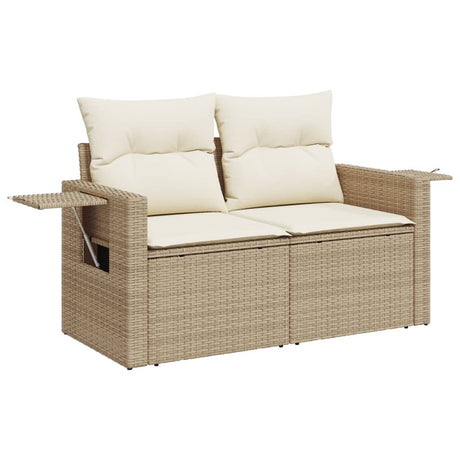 Divano da Giardino con Cuscini a 2 Posti Beige in Polyrattan