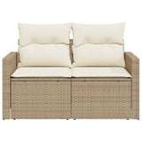 Divano da Giardino con Cuscini a 2 Posti Beige in Polyrattan