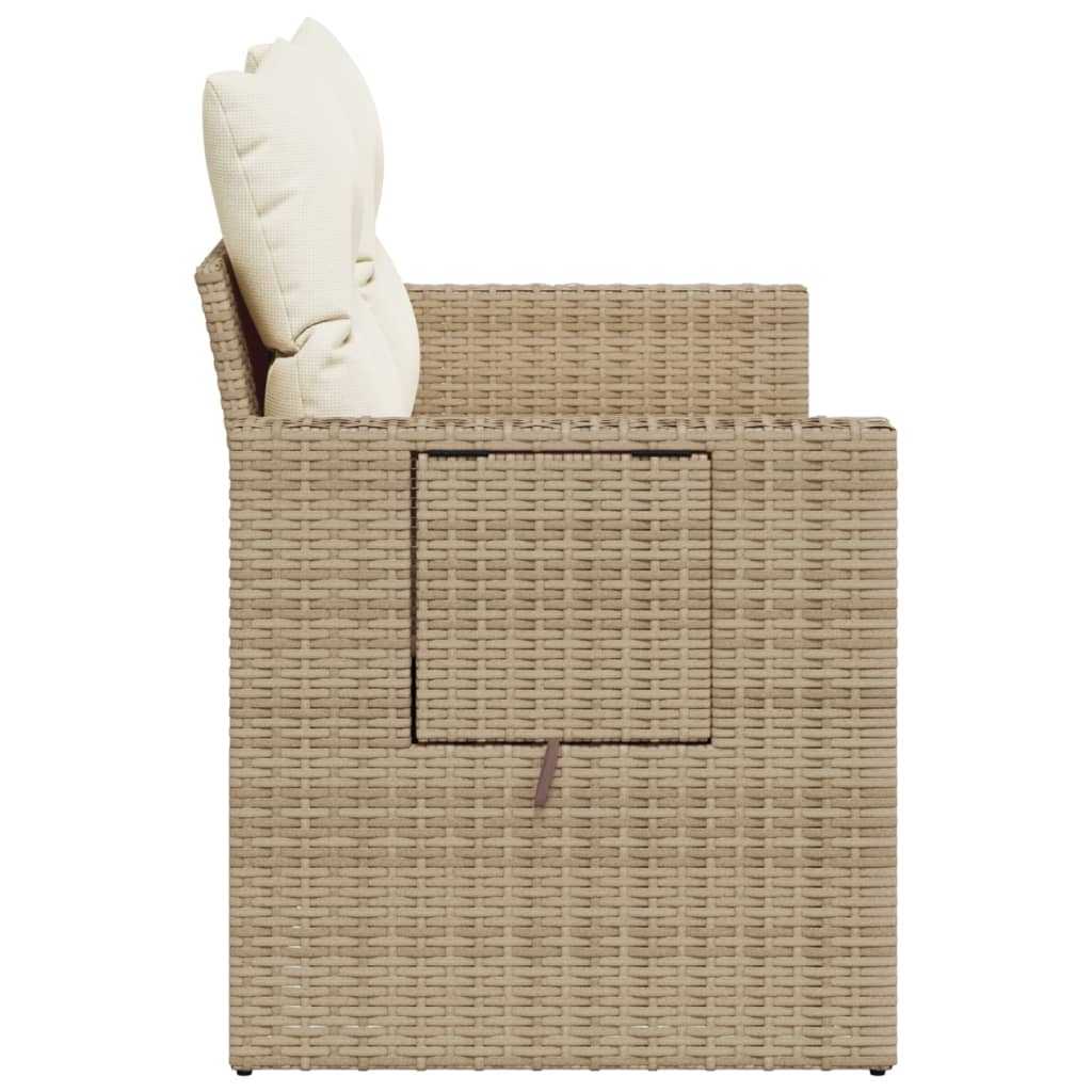 Divano da Giardino con Cuscini a 2 Posti Beige in Polyrattan