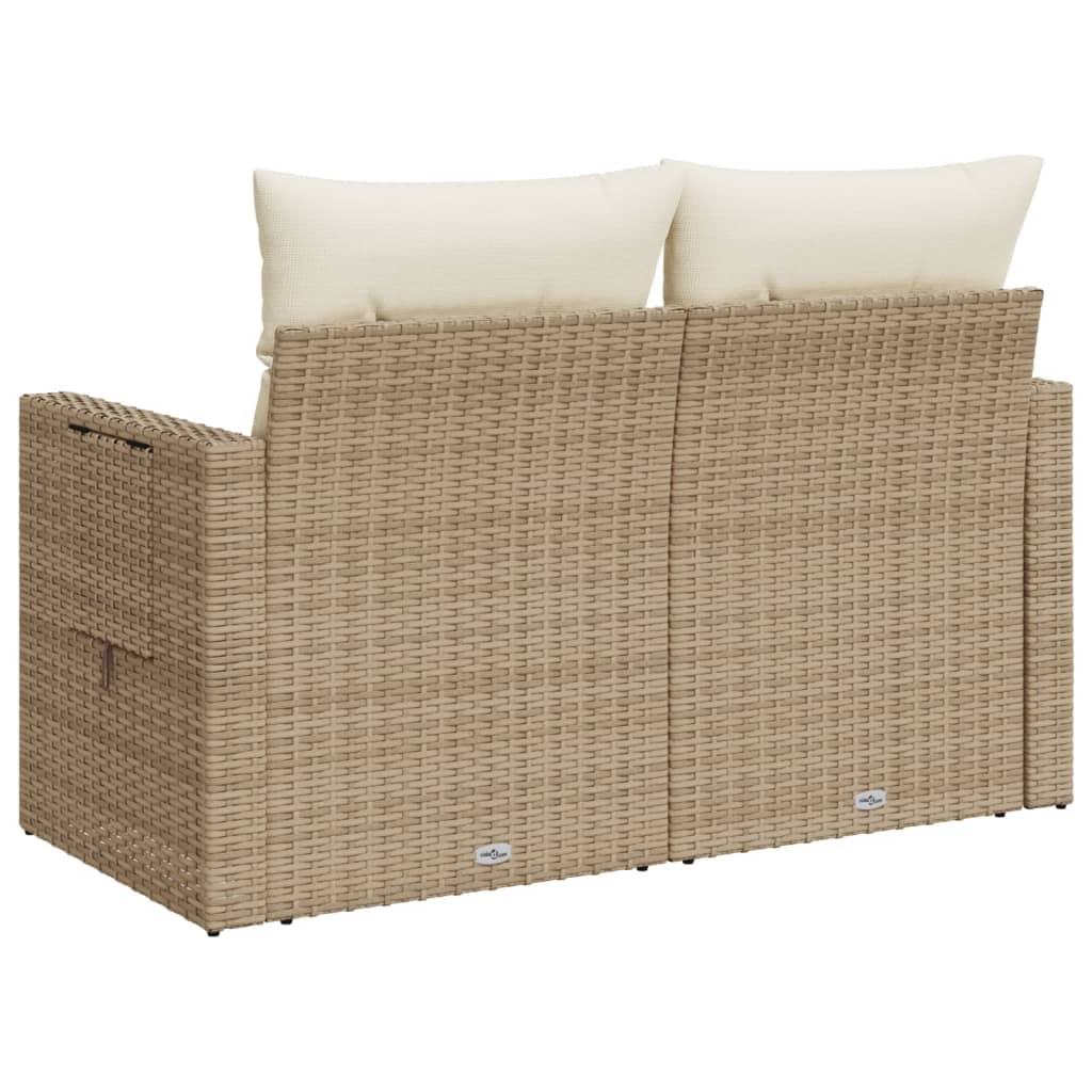 Divano da Giardino con Cuscini a 2 Posti Beige in Polyrattan