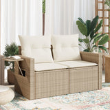 Divano da Giardino con Cuscini a 2 Posti Beige in Polyrattan