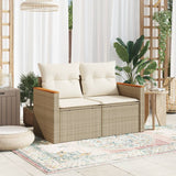 Divano da Giardino con Cuscini a 2 Posti Beige in Polyrattan