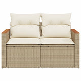 Divano da Giardino con Cuscini a 2 Posti Beige in Polyrattan