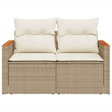 Divano da Giardino con Cuscini a 2 Posti Beige in Polyrattan