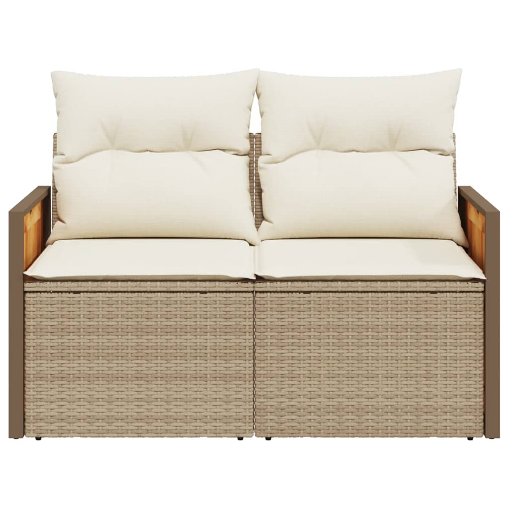 Divano da Giardino con Cuscini a 2 Posti Beige in Polyrattan